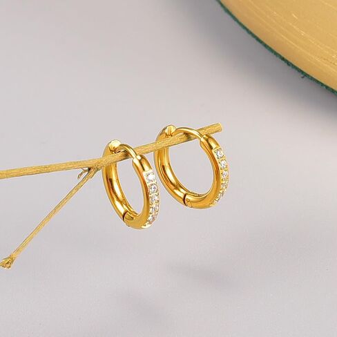 4 Pairs Gold Earrings for Women Men, Stud and Hoop Earring Set for Multiple Piercing, Stainless Steel Flat Back Cartilage Earring, Trendy Jewelry Gift in Saudi Arabia