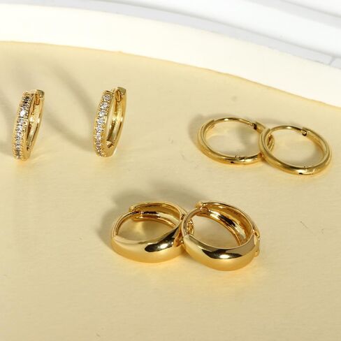 4 Pairs Gold Earrings for Women Men, Stud and Hoop Earring Set for Multiple Piercing, Stainless Steel Flat Back Cartilage Earring, Trendy Jewelry Gift in Saudi Arabia