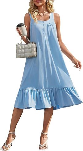 Ekouaer Cotton Nightgowns for Women Long Sleeveless Nightgown Victorian Sleep Dress with Pockets Night Shirt Lounge Dress in Saudi Arabia