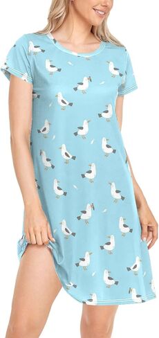 Daily Beautiful Chic Pattern Women's Girls Comfy Nightgown Short Sleeve Nightshirts Loose Loungewear PJ Dress S-XXL in Saudi Arabia