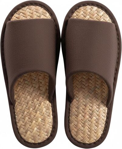 Handmade Bamboo Woven Indoor Slippers – Natural House Slippers with Fabric Upper & Soft Non-Slip Sole for Home, Spa, Hotel & Resort in Kuwait