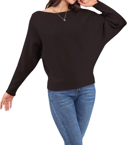 Women's Fall 2025 Batwing Long Sleeve Knit Casual Soft Pullover Sweater Jumper Top in Saudi Arabia