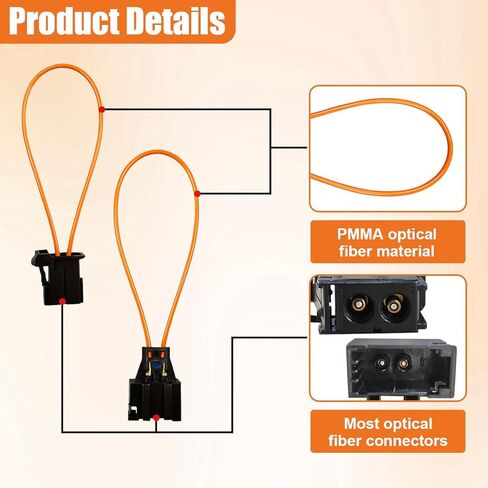 2PCS Most Fiber Optic Loop, Female & Male Fiber Optic Bypass Loop Adapter, Universal Device Connector Diagnostic Tool for Car, SUV, Truck Most Optical System (Black) in Saudi Arabia