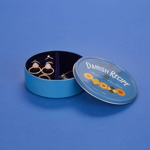 Balvi Danish Coockies Jewellery Box Colour Blue Simulates a Box of Biscuits Tin/Velvet in Kuwait