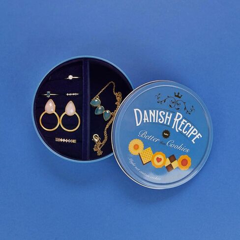 Balvi Danish Coockies Jewellery Box Colour Blue Simulates a Box of Biscuits Tin/Velvet in Kuwait