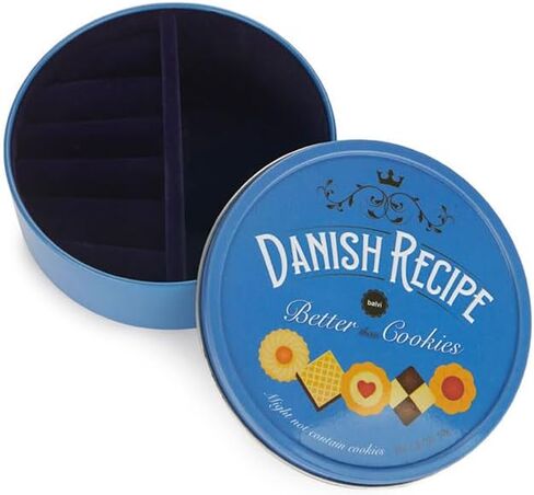 Balvi Danish Coockies Jewellery Box Colour Blue Simulates a Box of Biscuits Tin/Velvet in Kuwait