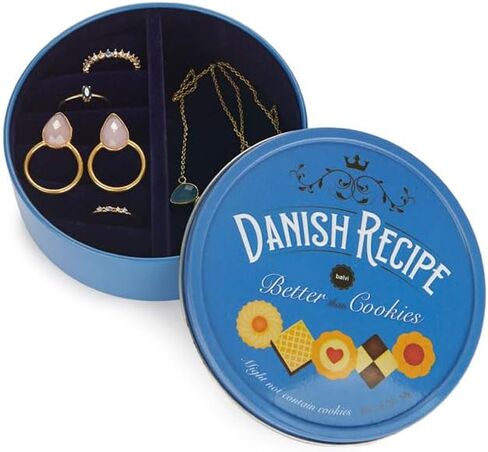 Balvi Danish Coockies Jewellery Box Colour Blue Simulates a Box of Biscuits Tin/Velvet in Kuwait