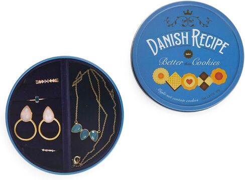 Balvi Danish Coockies Jewellery Box Colour Blue Simulates a Box of Biscuits Tin/Velvet in Kuwait