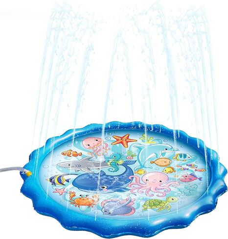 Splash Buddies 48" Sprinkler Mat – Premium Splash Pad – Outdoor Toddler Toys - Water Hose Games for Kids Ages 3 and Up – Splash Pad for Kids Extra Large - Fun Backyard Fountain Play Mat (Rocket Ship) in Kuwait