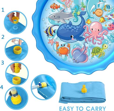 Splash Buddies 48" Sprinkler Mat – Premium Splash Pad – Outdoor Toddler Toys - Water Hose Games for Kids Ages 3 and Up – Splash Pad for Kids Extra Large - Fun Backyard Fountain Play Mat (Rocket Ship) in Kuwait