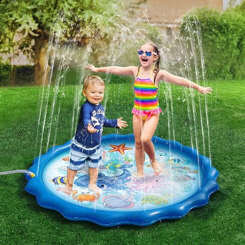 Splash Buddies 48" Sprinkler Mat – Premium Splash Pad – Outdoor Toddler Toys - Water Hose Games for Kids Ages 3 and Up – Splash Pad for Kids Extra Large - Fun Backyard Fountain Play Mat (Rocket Ship) in Kuwait