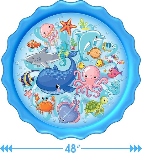 Splash Buddies 48" Sprinkler Mat – Premium Splash Pad – Outdoor Toddler Toys - Water Hose Games for Kids Ages 3 and Up – Splash Pad for Kids Extra Large - Fun Backyard Fountain Play Mat (Rocket Ship) in Kuwait