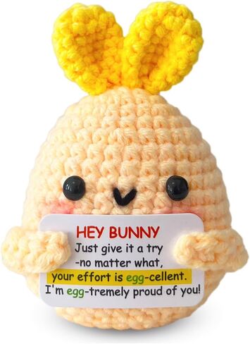 حيوانات كروشيه إيجابية، أرنب بيض يدوي الصنع أحبك هدايا لها، هدية تشجيع عيد ميلاد لطيفة لصديقة زوجة ابنة ابنة أخت، ديكور مكتب، حشوات سلة عيد الفصح in Kuwait