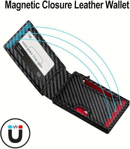 محفظة للرجال من الجلد النحيف بتقنية Rfid مع حامل بطاقات، زر ضغط وفتحات للوصول السريع للتنقل والسفر والحمل اليومي، هدايا للرجال in Saudi Arabia