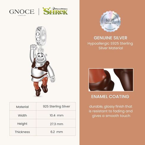 GNOCE Shrek Pendant Dangle Charm Bracelet for Women, S925 Sterling Silver Dangle Charms for Women Wife, Valentine‘s Day, Mother’s Day Jewelry in Saudi Arabia