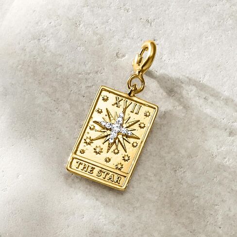 Ross-Simons 18kt Gold Over Sterling The Star Tarot Card Charm With Diamonds in Saudi Arabia