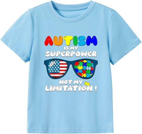الصغار التوحد الوعي قميص الفتيات الفتيان التوحد لغز قطعة التي شيرت الاطفال المحملة قمم الملابس 4-7 سنوات in Kuwait