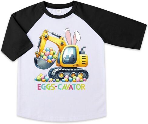 Toddler Easter Shirt Boys Girls Egg Crusher Fun Graphic 3/4 Raglan Tees Kids Easter Monster Truck Tops 2-7 Years in Kuwait