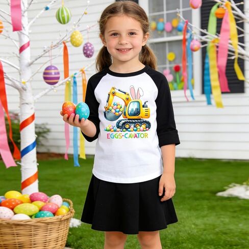 Toddler Easter Shirt Boys Girls Egg Crusher Fun Graphic 3/4 Raglan Tees Kids Easter Monster Truck Tops 2-7 Years in Kuwait