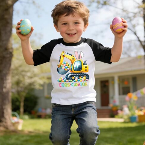 Toddler Easter Shirt Boys Girls Egg Crusher Fun Graphic 3/4 Raglan Tees Kids Easter Monster Truck Tops 2-7 Years in Kuwait