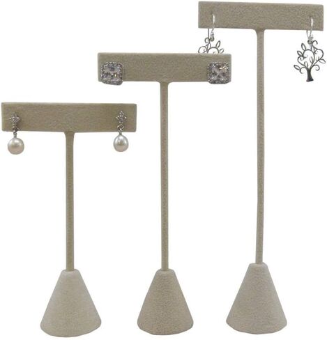 حلق من جلد الغزال البيج مقاس 5.75 بوصة 12 قطعة لعرض المجوهرات، والتجزئة، والاستخدام المنزلي، والمعارض التجارية، وحقيبة العرض، للبريد، والخطاف، والحلقة، والأقراط المتدلية in Kuwait