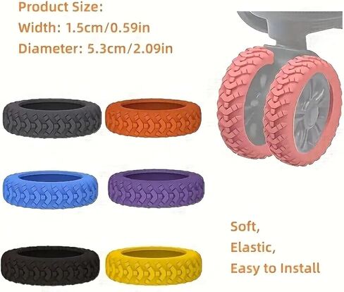 Universal Luggage Wheel Covers – 8PCS Silicone, Shock Absorption for Suitcase Protection - Grey in Saudi Arabia