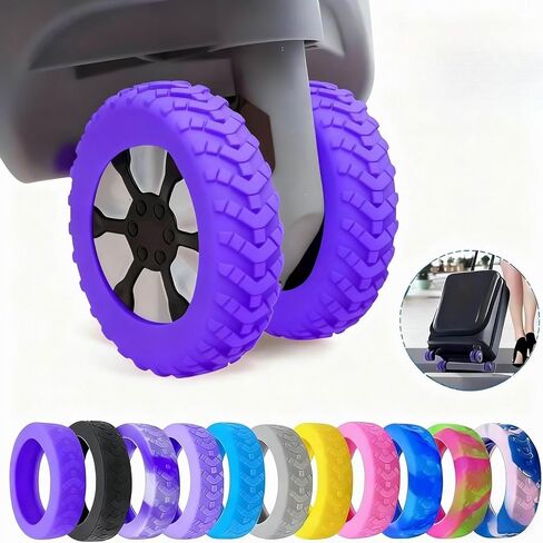 8PCS Universal Suitcase Wheel Protection Set - Silicone Anti-Noise Luggage Wheel Covers for Quiet Rolling and Shock Absorption - Purple in Saudi Arabia