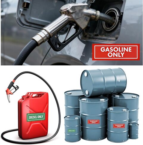 40 Pcs Diesel Only & Gasoline Only Fuel Tank Stickers - 6x2 Inch Strong Adhesive No Fade Vinyl Decals | Waterproof & UV Resistant for Fuel Cans, Gas Caps, Heavy Duty Trucks, Pickups, Tractors in Saudi Arabia