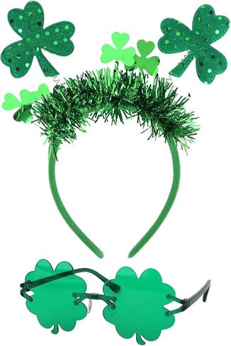 عصابات رأس ونظارات شمسية لعيد القديس باتريك، إكسسوارات شامروك أخضر البرسيم للنساء في المهرجانات الأيرلندية وحفلات العرض والديكورات التنكرية in Kuwait