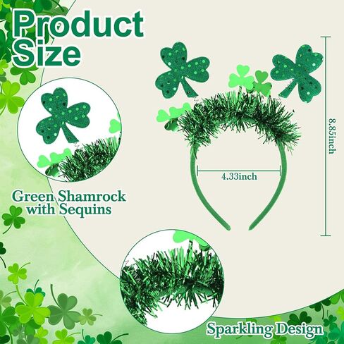عصابات رأس ونظارات شمسية لعيد القديس باتريك، إكسسوارات شامروك أخضر البرسيم للنساء في المهرجانات الأيرلندية وحفلات العرض والديكورات التنكرية in Kuwait