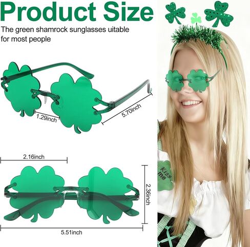عصابات رأس ونظارات شمسية لعيد القديس باتريك، إكسسوارات شامروك أخضر البرسيم للنساء في المهرجانات الأيرلندية وحفلات العرض والديكورات التنكرية in Kuwait
