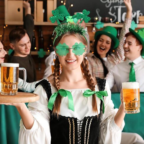 عصابات رأس ونظارات شمسية لعيد القديس باتريك، إكسسوارات شامروك أخضر البرسيم للنساء في المهرجانات الأيرلندية وحفلات العرض والديكورات التنكرية in Kuwait