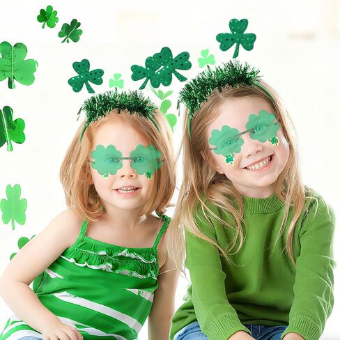 عصابات رأس ونظارات شمسية لعيد القديس باتريك، إكسسوارات شامروك أخضر البرسيم للنساء في المهرجانات الأيرلندية وحفلات العرض والديكورات التنكرية in Kuwait