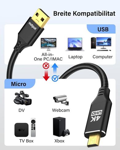 Video Capture Card, HDMI to USB, 10FT 4K 1080P 60FPS Capture for Streaming, Teaching, Video conferencing or Live Broadcasting in Kuwait