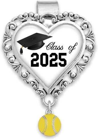 Class of 2025 Graduate Cap Heart Visor Clip with Softball Accent Charm Car Truck Vehicle Graduation Car Accessory Gift in Saudi Arabia