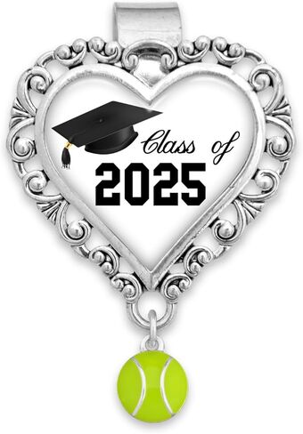 فئة من 2025 غطاء خريج على شكل قلب مشبك مع لهجة التنس حلية سيارة شاحنة سيارة التخرج ملحقات السيارة هدية in Saudi Arabia