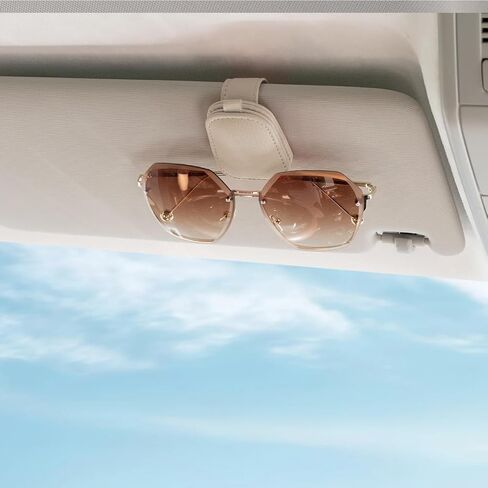 Sunglass Holder for Car, Magnetic Leather Sunglasses Holder and Ticket Card Clip, Car Visor Accessories (Grey, 1 Pack) in Saudi Arabia