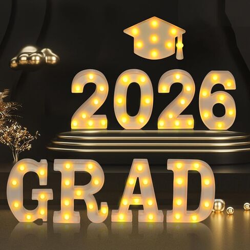 2026 زينة التخرج، غراد تضيء الحروف لعام 2026 زينة حفلة التخرج، غراد 2026 وقبعة 2026، رياض الأطفال مرحلة ما قبل المدرسة الثانوية كلية جدار الجدول ديكور لوازم الحفلات in Kuwait