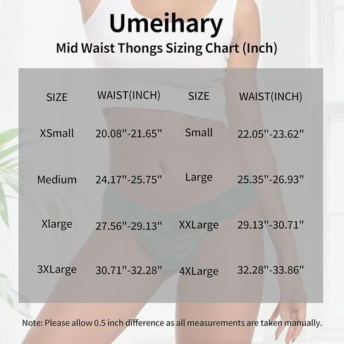Umiehary 10 قطع T الظهر منخفض الخصر انظر من خلال شكل V سراويل داخلية دانتيل قطن ثونج XSmall-4XLarge in Kuwait