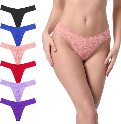 Umiehary 10 قطع T الظهر منخفض الخصر انظر من خلال شكل V سراويل داخلية دانتيل قطن ثونج XSmall-4XLarge in Kuwait