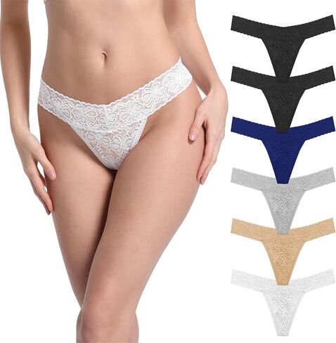 Umiehary 10 قطع T الظهر منخفض الخصر انظر من خلال شكل V سراويل داخلية دانتيل قطن ثونج XSmall-4XLarge in Kuwait