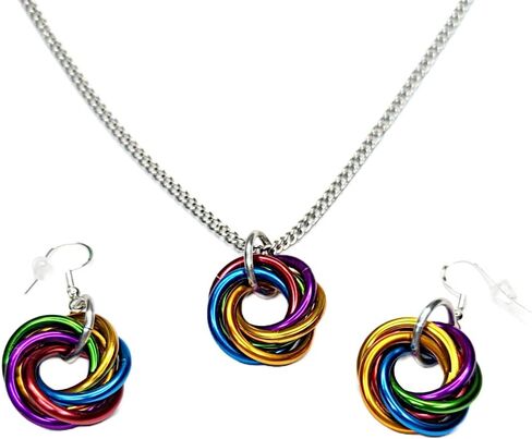 Mobii PRIDE Necklace and Earring Sets: Stylish Colorful Infinity Loop Spiral, Discreet Wearable Fidget in Kuwait