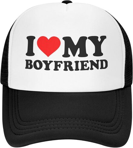I Love Heart My Boyfriend Trucker Hat Funny Baseball Caps Unisex Classic Mesh Fishing Hat for Men and Women Black in Kuwait