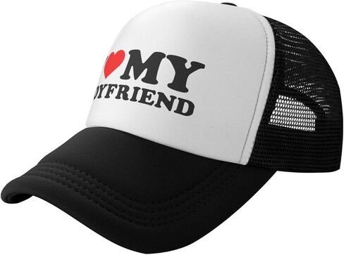 I Love Heart My Boyfriend Trucker Hat Funny Baseball Caps Unisex Classic Mesh Fishing Hat for Men and Women Black in Kuwait