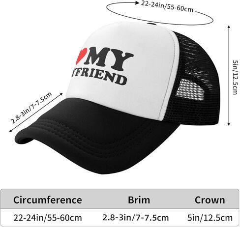 I Love Heart My Boyfriend Trucker Hat Funny Baseball Caps Unisex Classic Mesh Fishing Hat for Men and Women Black in Kuwait