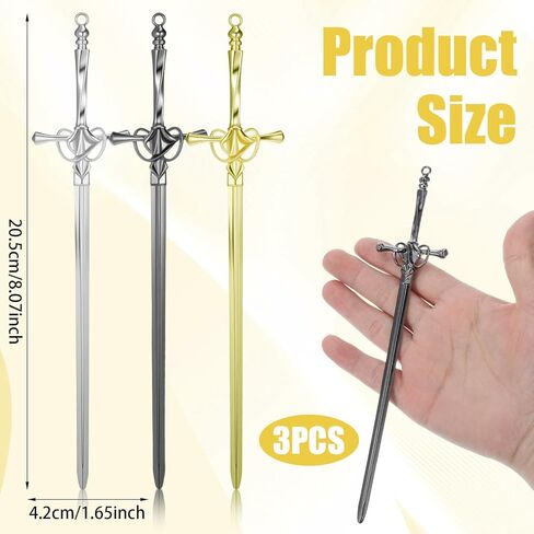3 Pack Letter Openers, Stainless Steel Mail Opener Tool, Sword Letter Opener with Ergonomic Handle, Envelope Slitter Fancy Envelope Openers, Home and Office Mail Supplies(Gold, Silver, Black) in Saudi Arabia