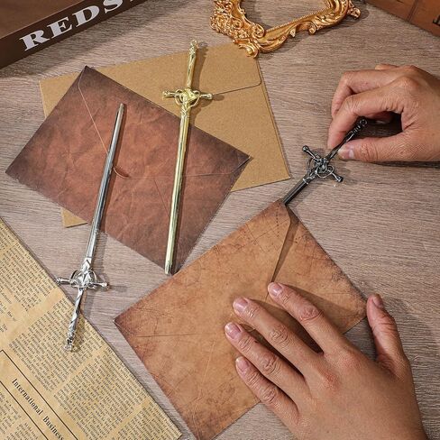 3 Pack Letter Openers, Stainless Steel Mail Opener Tool, Sword Letter Opener with Ergonomic Handle, Envelope Slitter Fancy Envelope Openers, Home and Office Mail Supplies(Gold, Silver, Black) in Saudi Arabia