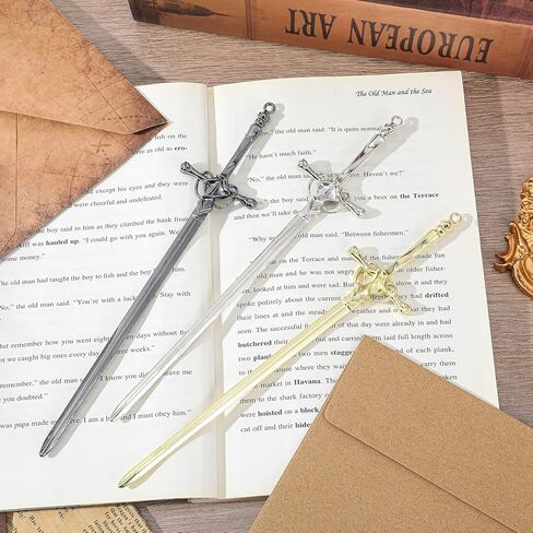 3 Pack Letter Openers, Stainless Steel Mail Opener Tool, Sword Letter Opener with Ergonomic Handle, Envelope Slitter Fancy Envelope Openers, Home and Office Mail Supplies(Gold, Silver, Black) in Saudi Arabia