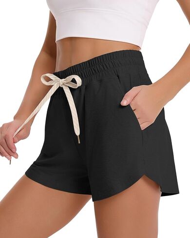 iceROSE Sweat Shorts for Women, Athletic Running Workout Drawstring Casual Lounge Loose Summer Shorts with Pockets in Kuwait
