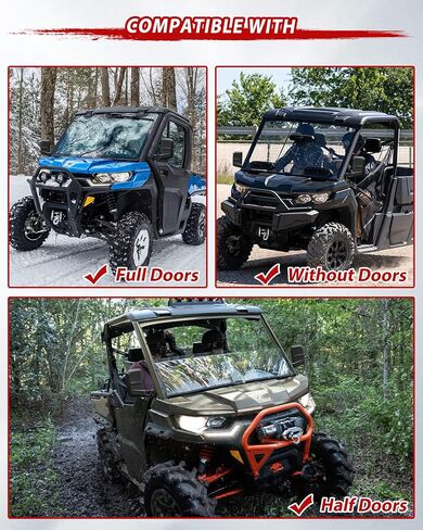 مرايا جانبية لـ Can Am Defender HD5 HD7 HD8 HD9 HD9 HD10 Max 2016+، سطح مرآة محدب كبير قابل للتعديل لـ Can-Am Defender بدون باب ونصف باب كامل، استبدل #715008100 in Saudi Arabia